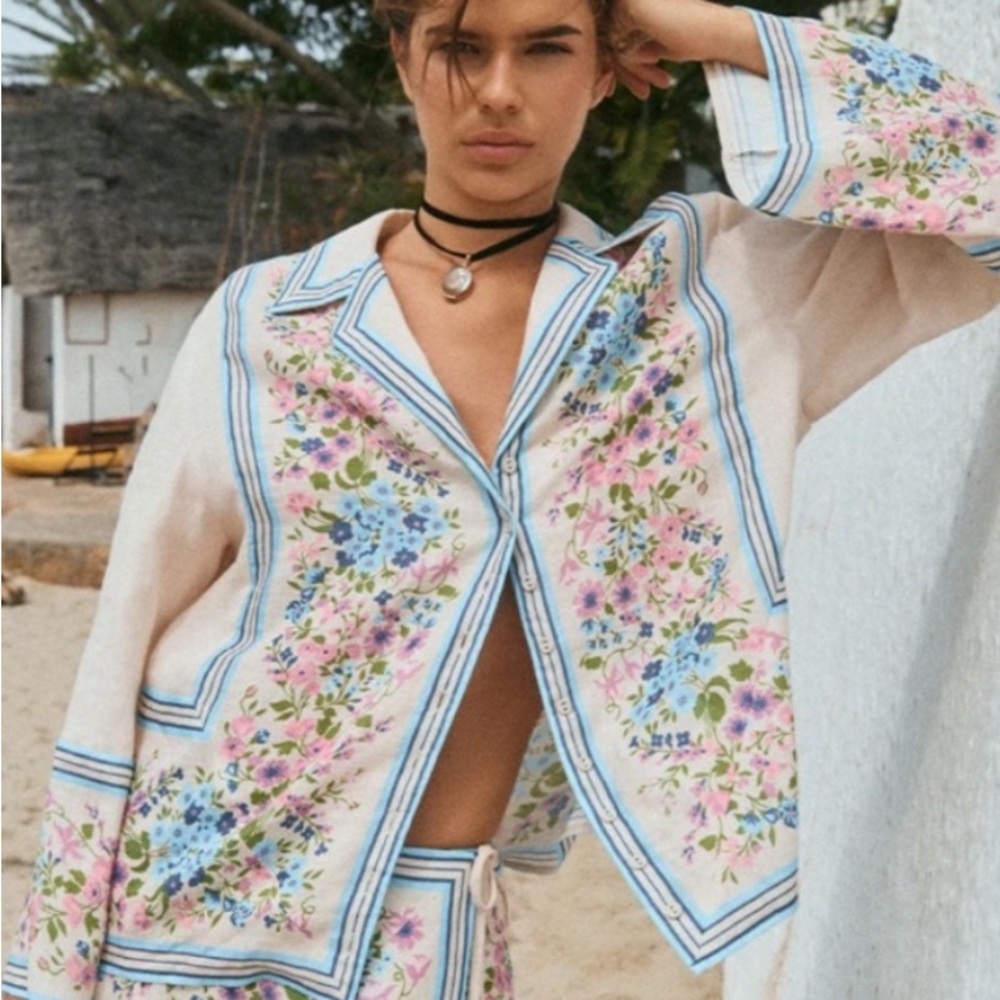 Spell Linen Floral Embroidered Top / Jacket